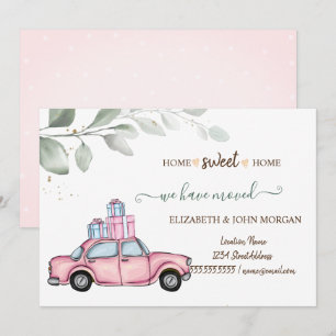 Carte Nous Avons Déménagé,Cadeaux Voiture Rose