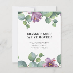 Carte Nous avons déménagé Eucalyptus Vert Déménagement