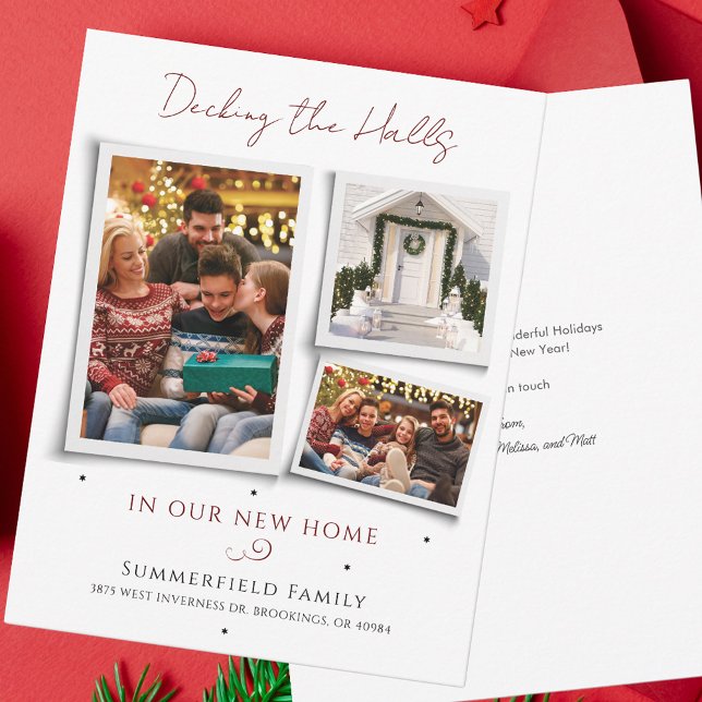 Carte Nous avons déménagé Famille Noël Collage photo Dém (Christmas Moving Announcement Family Photo Collage Holidays New Address)