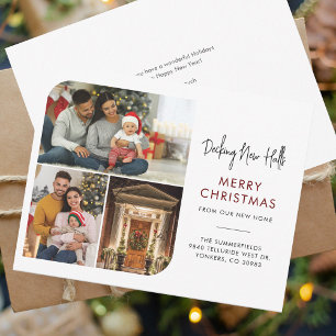 Carte Nous avons déménagé Famille Photo Collage Noël Dém