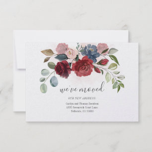 Carte Nous avons déménagé la Bourgogne Floral Moving Fai