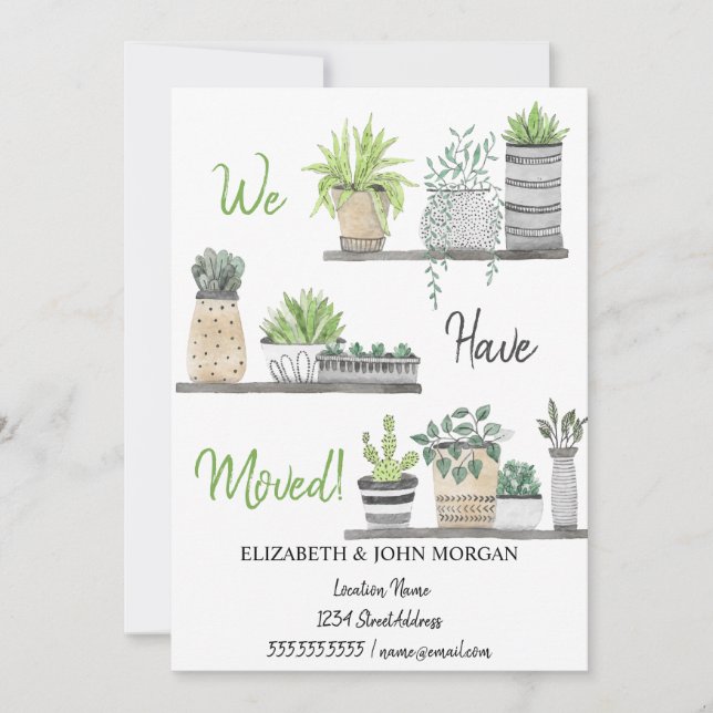 Carte Nous Avons Déménagé, Plantes, Étagères (Devant)