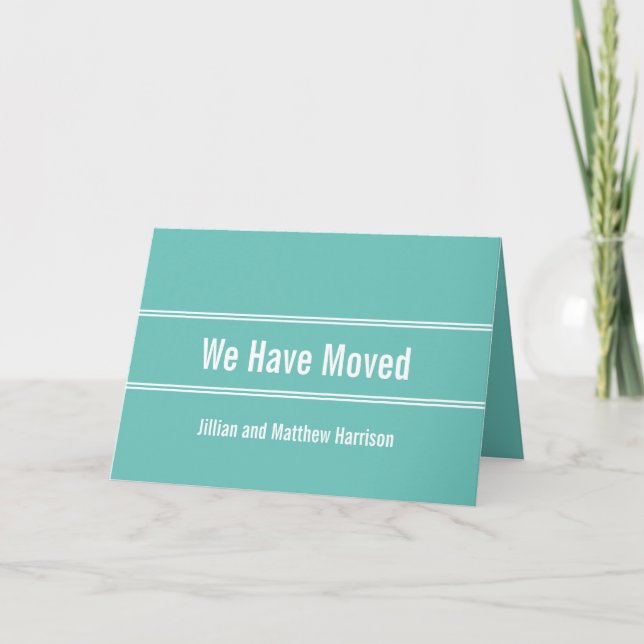Carte Nous Avons Déménagé Turquoise Lumière Blanc Déména (Devant)