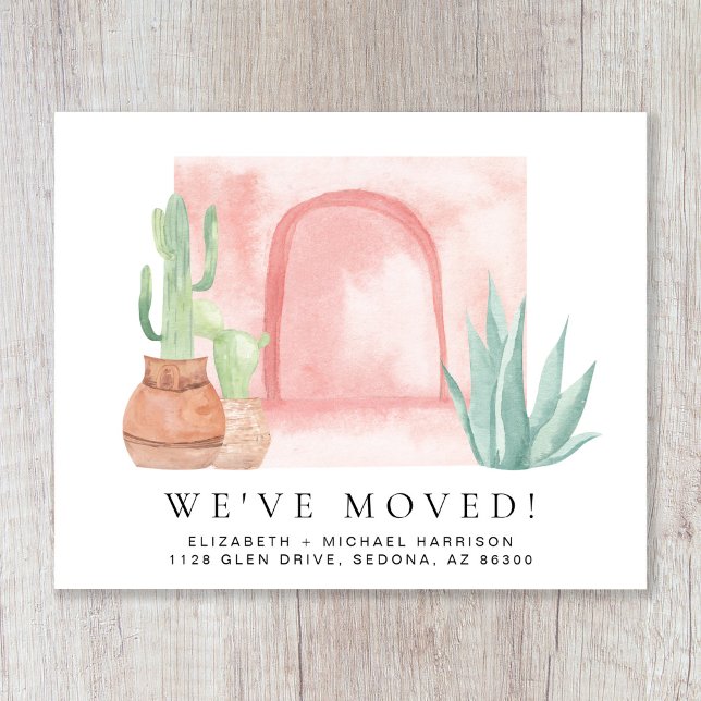 Carte Nous Avons Déplacé Cactus Aquarelle Moteur Faire-p (Créateur téléchargé)