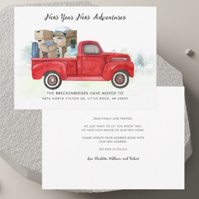 Carte Nous avons déplacé l'adresse Red Truck Moving Fair (We've Moved Address Red Truck Moving Announcement)