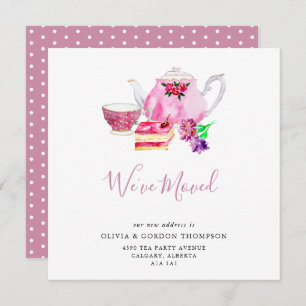 Carte Nous avons déplacé un ensemble de thé d'aquarelle 