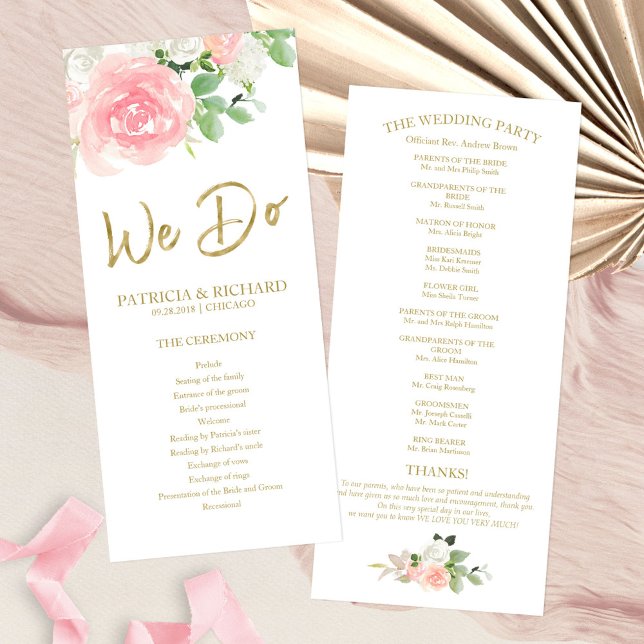Carte Nous faisons Pink Blush Rose Floral Gold Wedding P (Créateur téléchargé)