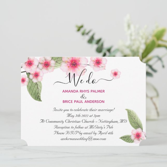 Carte Nous faisons un mariage de fleurs de cerisier (Debout devant)