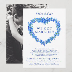 Carte Nous l'avons fait marié bleu oubli-me-pas mariage