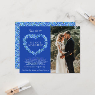 Carte Nous l'avons fait marié bleu oubli-me-pas mariage