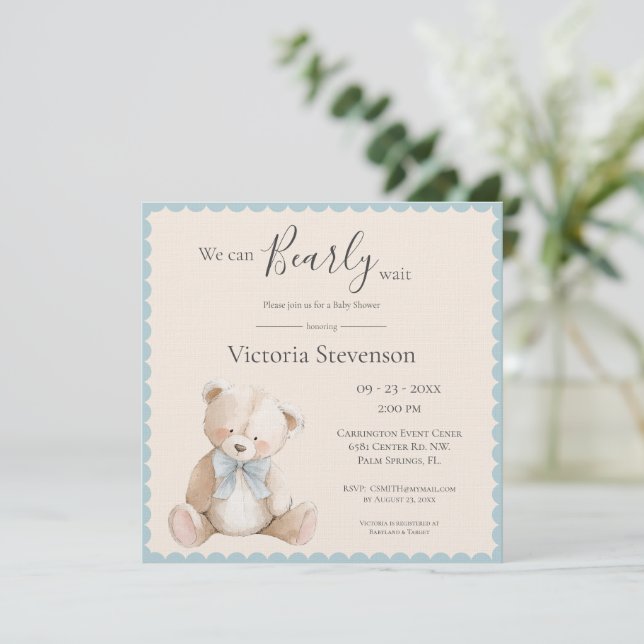 Carte Nous pouvons attendre le Baby shower de l'ours (Debout devant)