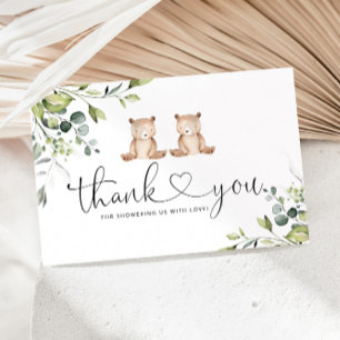Carte Nous pouvons attendre Twins baby shower merci