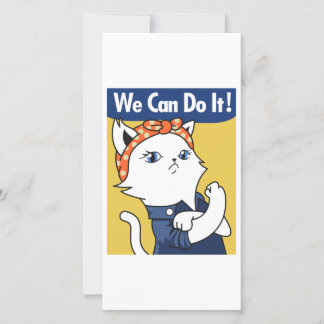 Carte Nous Pouvons Le Faire ! Chat blanc Rosie le Rivete