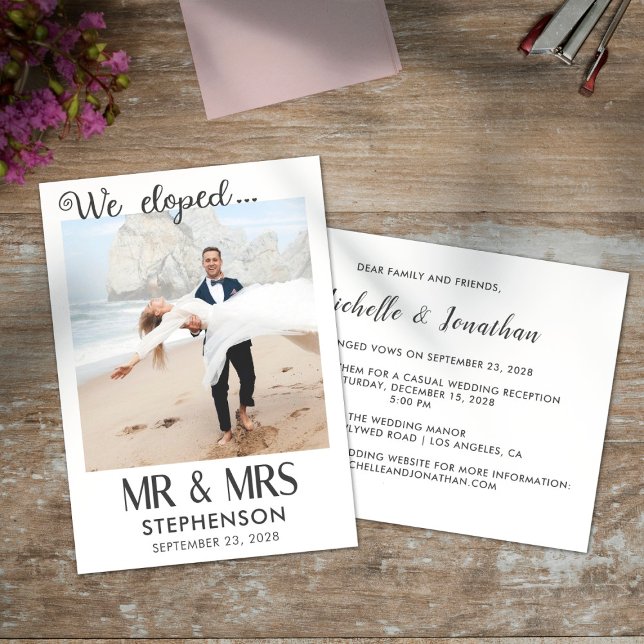 Carte Nous sommes partis en elopement annonce photo mini (Créateur téléchargé)