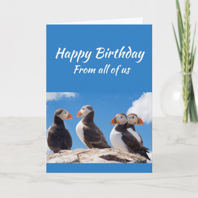 Carte Nous Souhaitons Tous Heureux Anniversaire Puffin F (Devant)