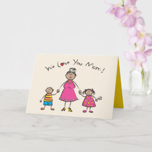 Carte Nous t'aimons Maman Cartoon Famille Bonne fête des