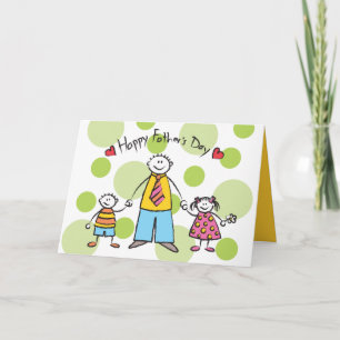 Carte Nous t'aimons Papa Famille de dessin animé Bonne f