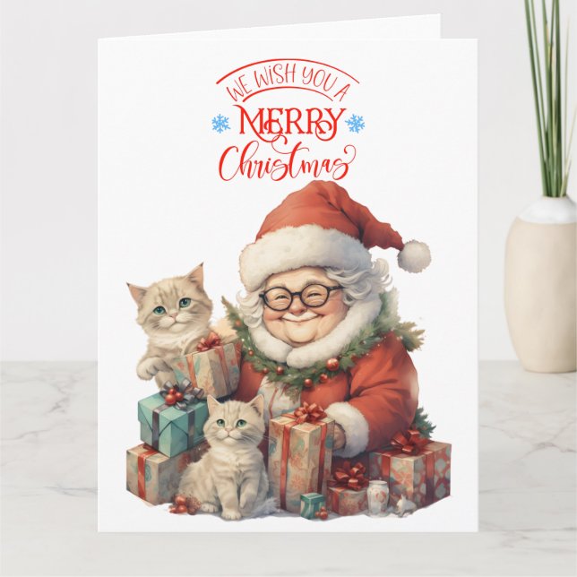 Carte Nous Vous Souhaitons Un Joyeux Grand-Mère Et Chats (Devant)