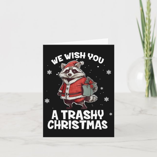Carte Nous Vous Souhaitons Un Raccoon De Noël Trashy Ani (Devant)