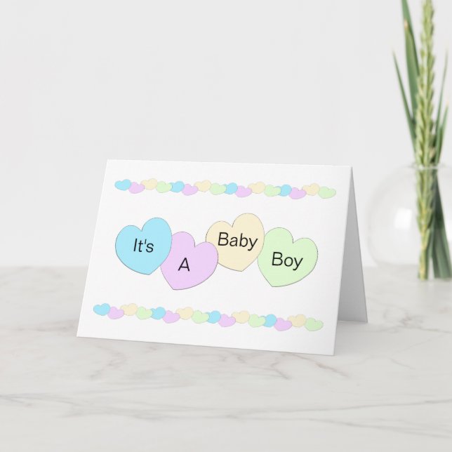 Carte Nouveau bébé bébé garçon personnalisé (Devant)