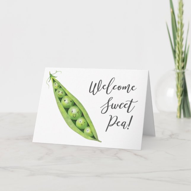 Carte Nouveau bébé Bienvenue Pois doux (Devant)