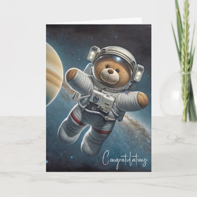 Carte Nouveau bébé garçon astronaute Teddy Bear (Devant)