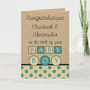 Carte Nouveau bébé garçon grand amour rustique beige ver