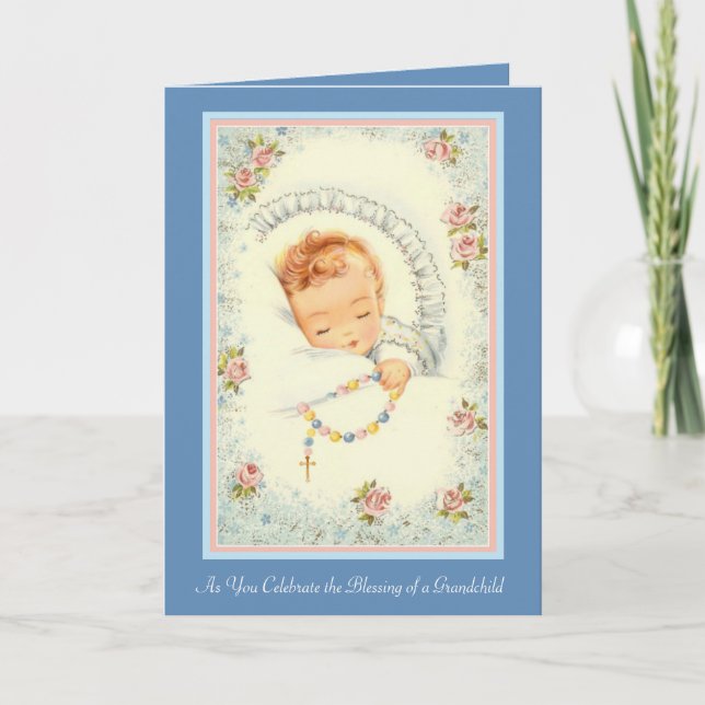 Carte Nouveau bébé grand-enfant religieux grands-parents (Devant)