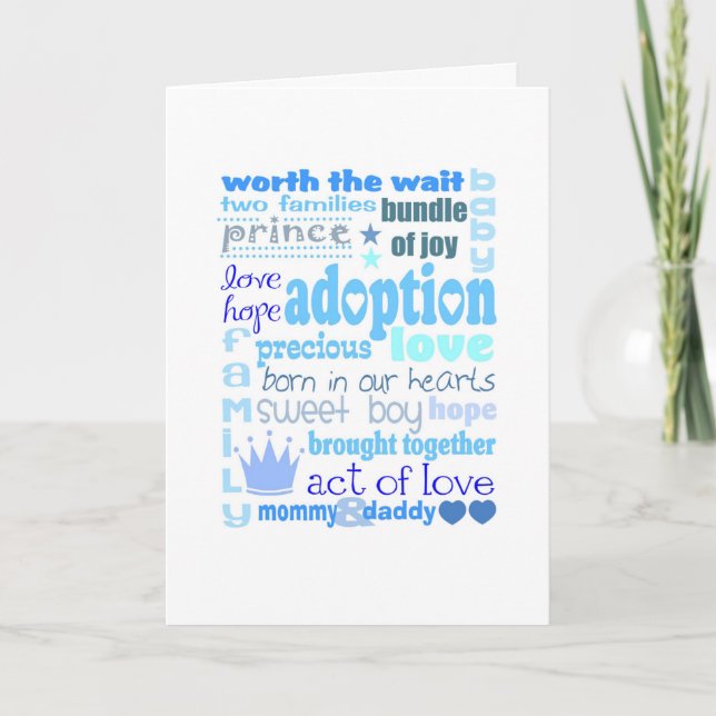 CARTE NOUVEAU BONHEUR DE JOIE/ADOPTION PRÉCIEUSE DE GARÇ (Devant)
