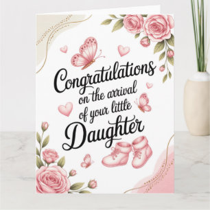 Carte Nouveau design floral de félicitations pour bébé f
