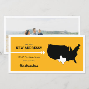 Carte Nouveau État Jaune, Nouvelle Adresse ! Texas Movin