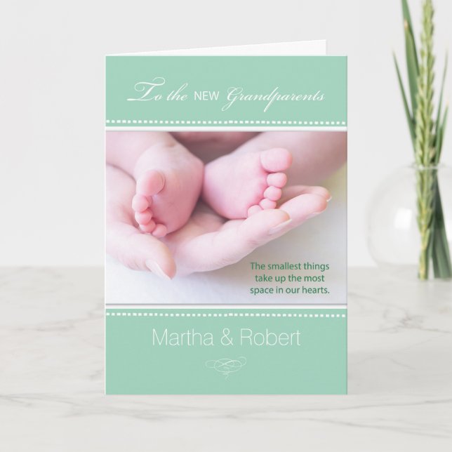 Carte Nouveau Grand-Parents Genre Neutre Vert (Devant)