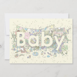 Carte Nouveau Mot Bébé Art Pastel Couleurs Neutres