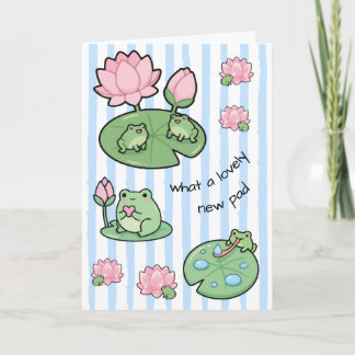 Carte Nouveau nid charmant, nénuphar et grenouille pour