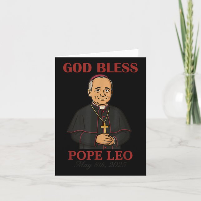 Carte Nouveau Pape 2025 Dieu bénisse le Pape Leo Xiv 8 m (Devant)