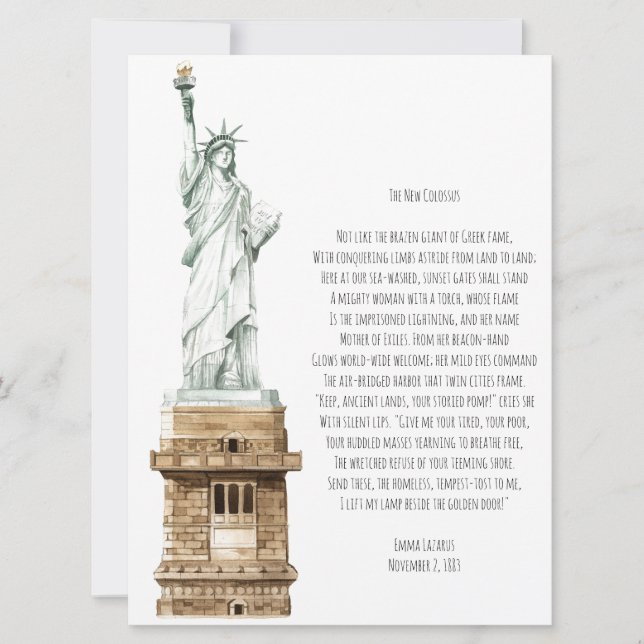 Carte Nouveau poème Colossus Liberty Salutation (Devant)