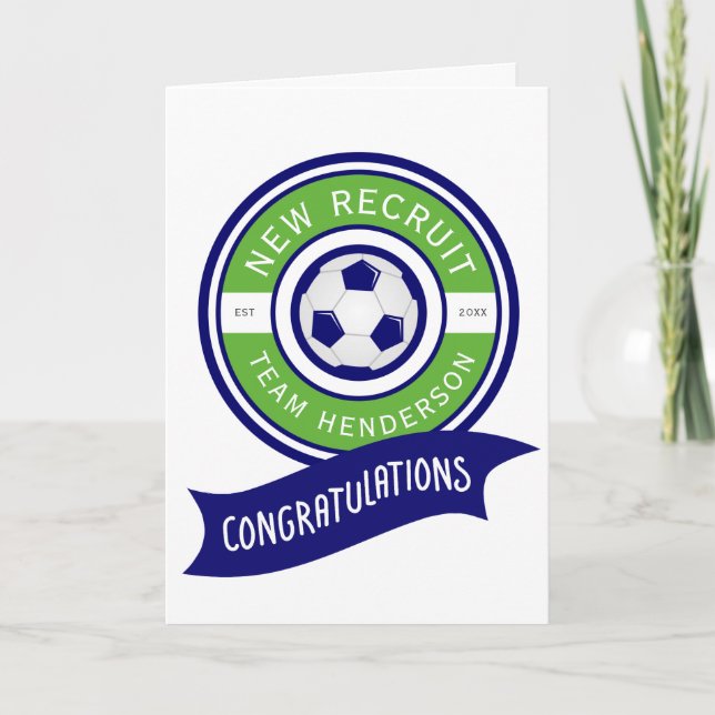 Carte Nouveau Recruit Soccer Félicitations Bébé Salutati (Devant)