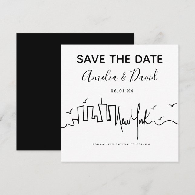 Carte Nouveau Script de Dessin de Date de Sauvegarde à N (Devant / Derrière)