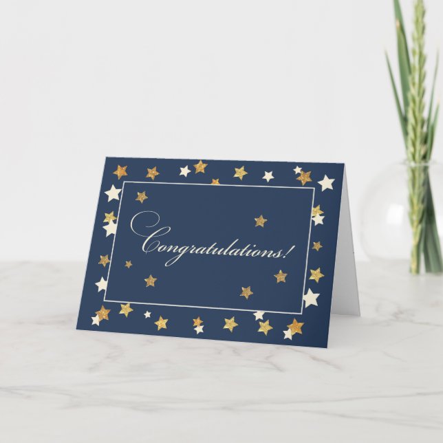 Carte Nouveau travail Félicitations Marine Gold Effect S (Devant)
