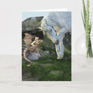Carte Nouveaux amis Baby Dragon et Imaginaire Unicorn