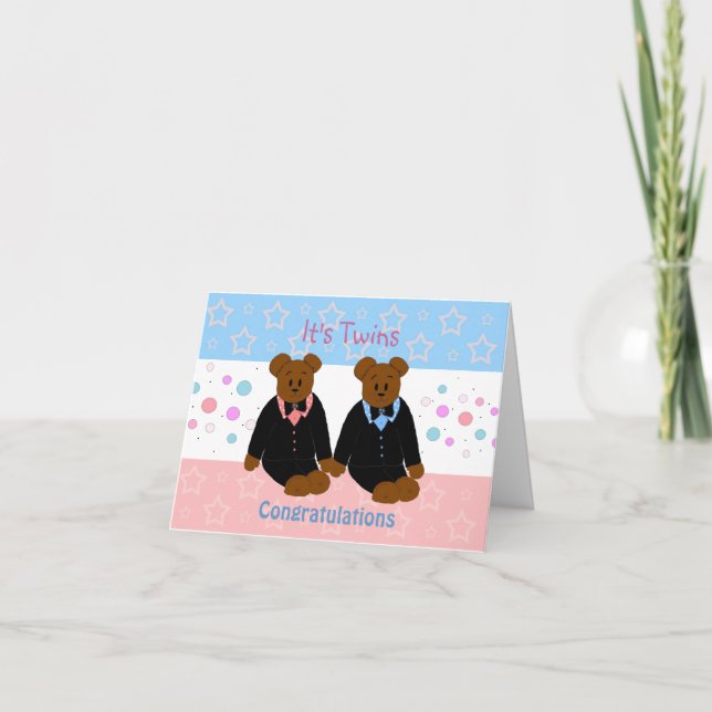 Carte Nouveaux jumeaux pour bébés (Devant)