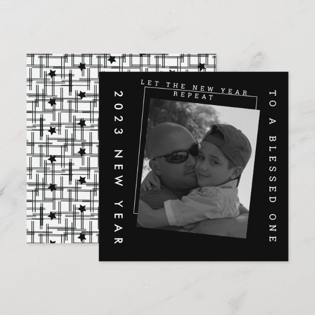 Carte Nouvel An 2023 Photo noir et blanc (Devant / Derrière)