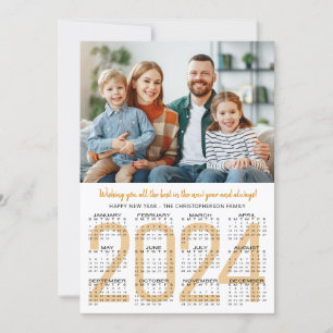 Carte Nouvel An 2024 Calendrier Photo Couleur personnali