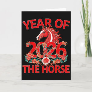 Carte Nouvel An chinois 2026 Cheval Zodiaque Drôle Ani l