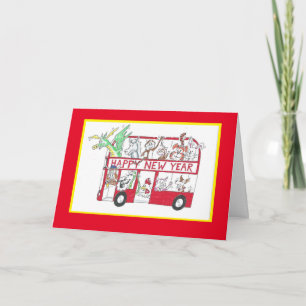 Carte Nouvel An chinois - Année du Bœuf - Bordure Rouge