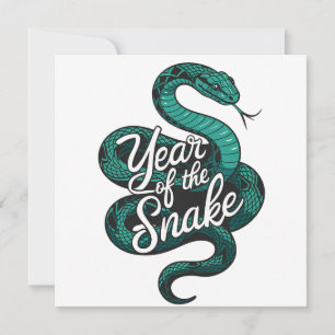 Carte Nouvel An chinois personnalisé du serpent Blanc Tu