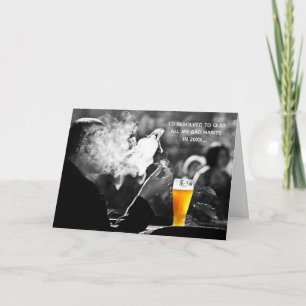 Carte Nouvel An drôle PERSONNE N'AIME UN QUITTER