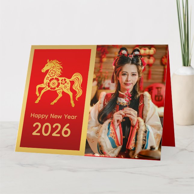 Carte Nouvel An lunaire chinois - Année du Cheval 2026 (Devant)