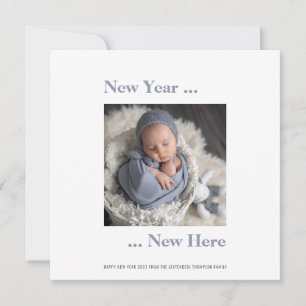 Carte Nouvel An Photo 2024 Naissance Bleue Annonce