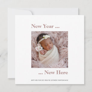 Carte Nouvel An Photo 2024 Naissance rose Annonce